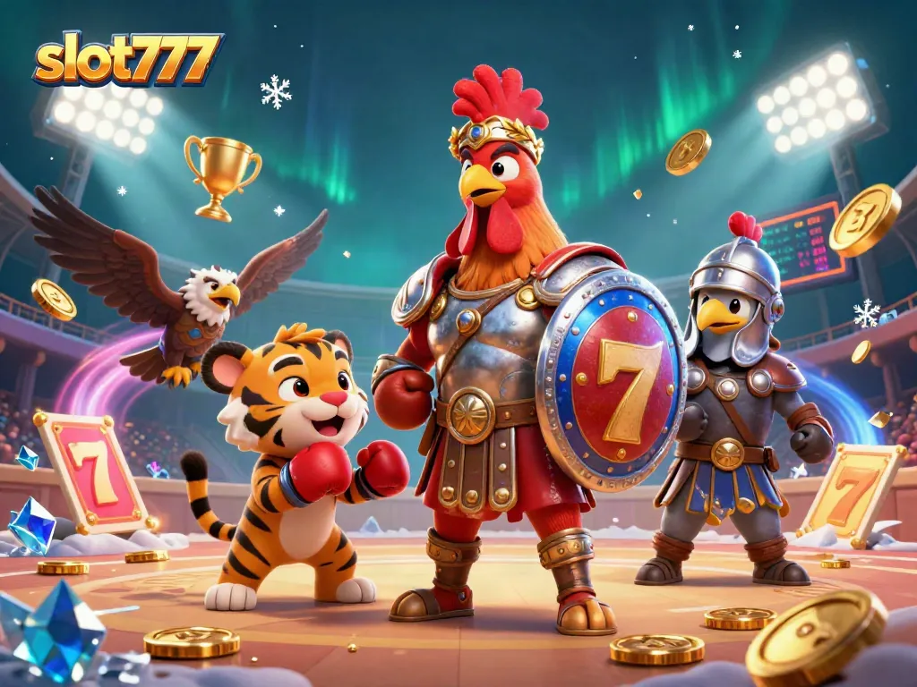 Spin to win with slot777 in this vibrant, action-packed casino illustration featuring thrilling slot elements.