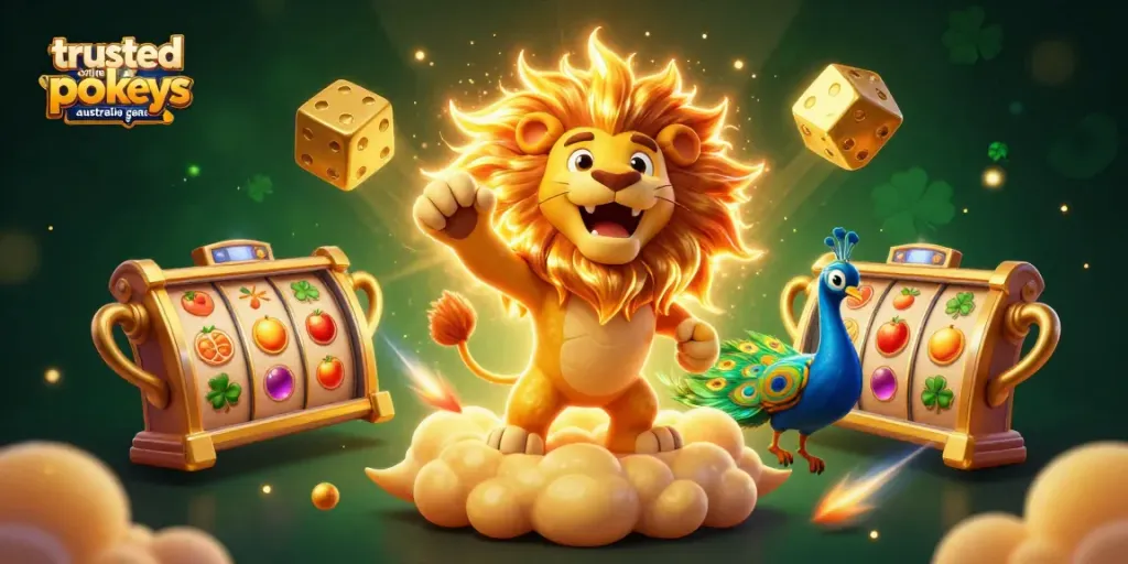 Experience trusted online pokies Australia games with this vibrant 3D casino illustration.
